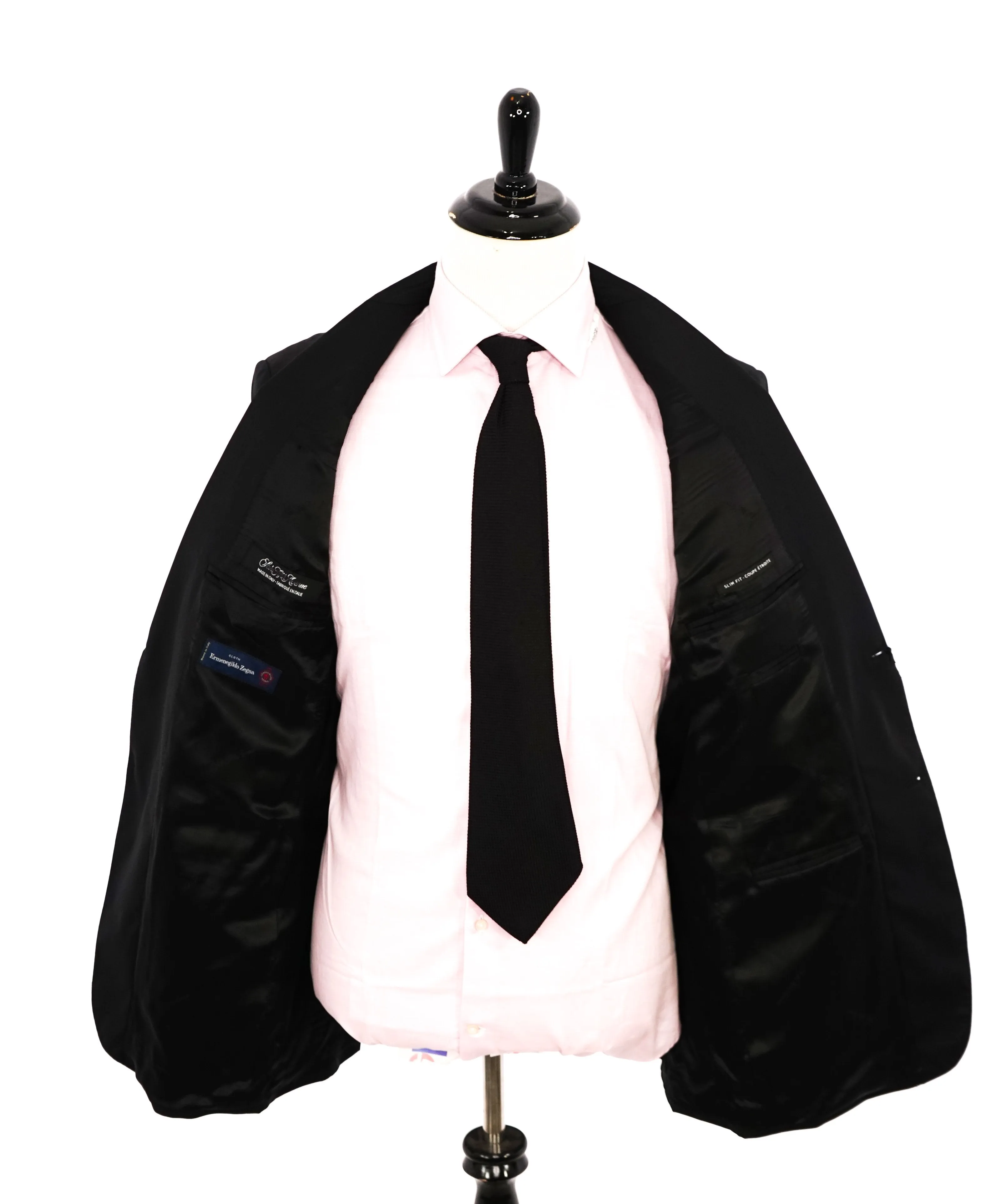 ERMENEGILDO ZEGNA - By SAKS FIFTH AVENUE SILK BLEND "SLIM" Black Suit - 42L