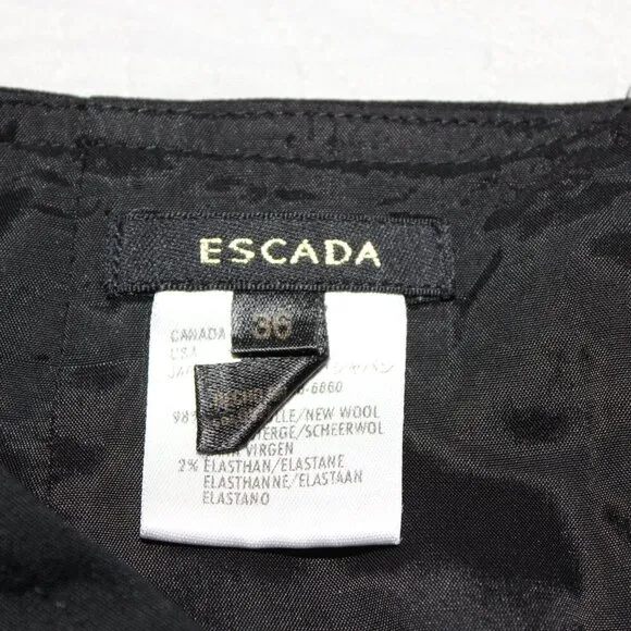 Escada Womens Black Back Pleat Wool Blend Skirt Size 36/6