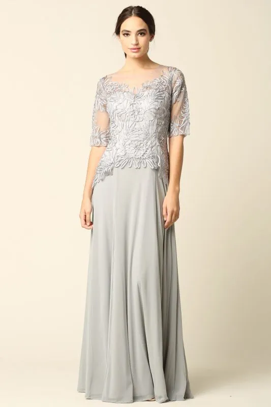 Eva Size L 5222 Silver Mother of Bride Dress