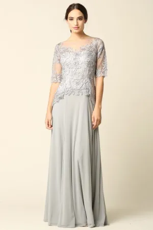 Eva Size L 5222 Silver Mother of Bride Dress