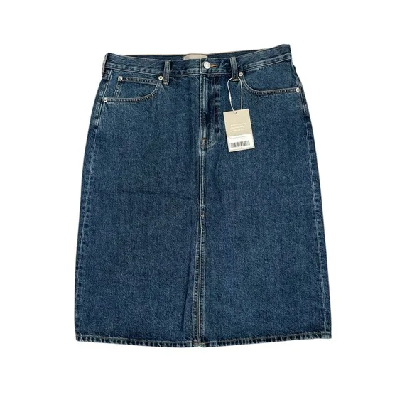 Everlane The Mid-Way Denim Midi Skirt in Deep Atlantic Size 31. NWT