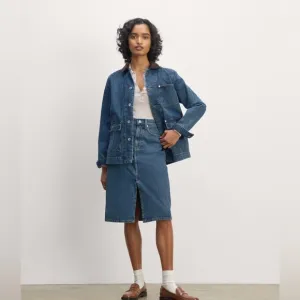 Everlane The Mid-Way Denim Midi Skirt in Deep Atlantic Size 31. NWT