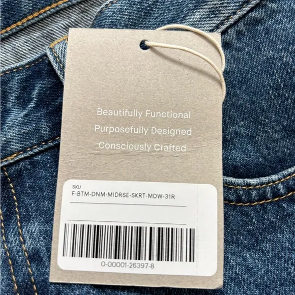Everlane The Mid-Way Denim Midi Skirt in Deep Atlantic Size 31. NWT