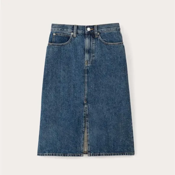 Everlane The Mid-Way Denim Midi Skirt in Deep Atlantic Size 31. NWT