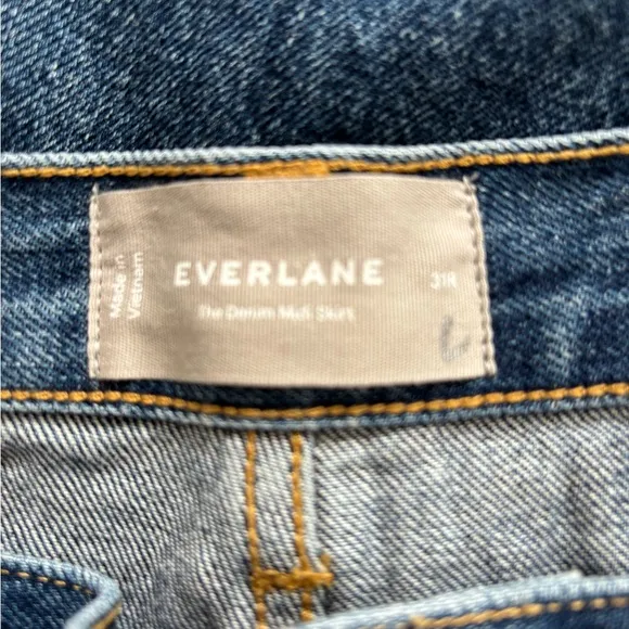 Everlane The Mid-Way Denim Midi Skirt in Deep Atlantic Size 31. NWT