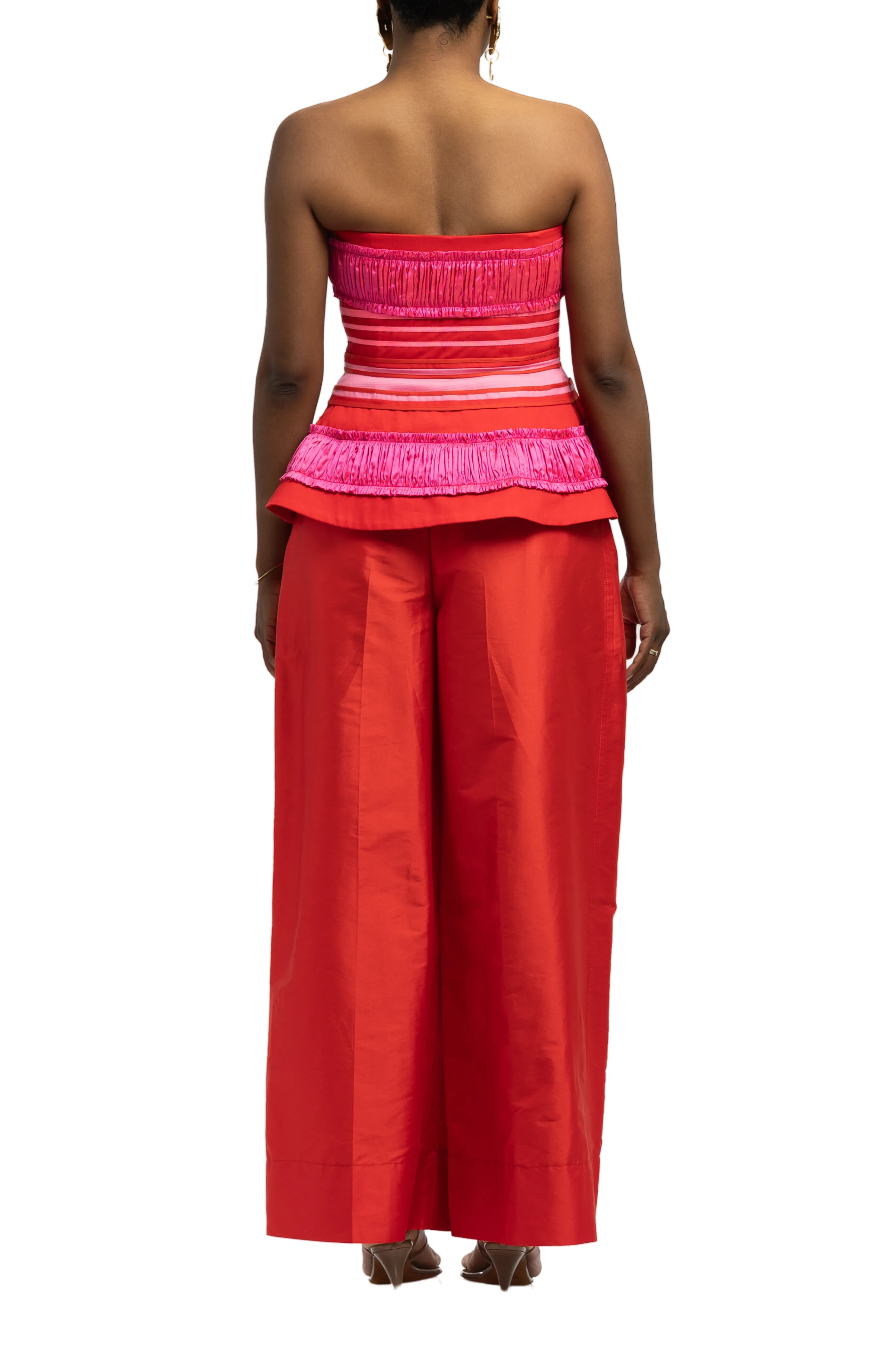 Exclusive Silk Crushed Ruffle Peplum Top