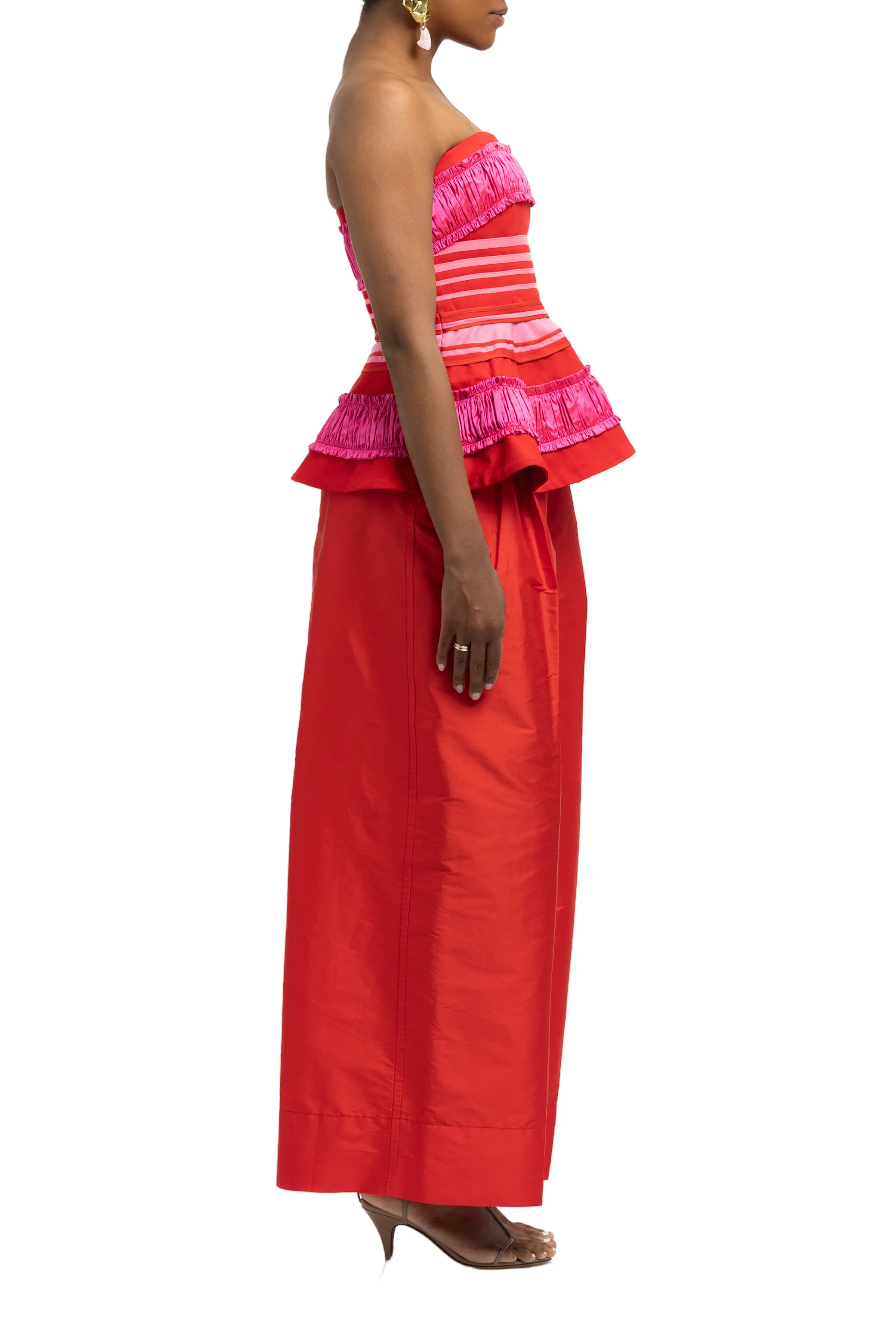 Exclusive Silk Crushed Ruffle Peplum Top