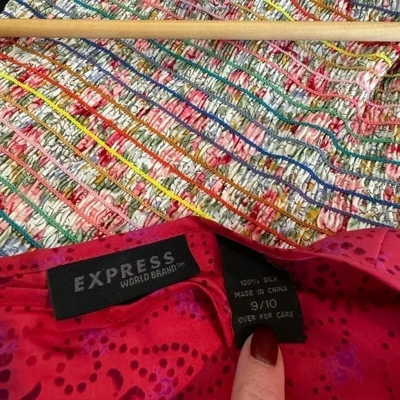Express Lux Art-to-Wear 100% Silk Wrap Straight Skirt SIZE 9/10