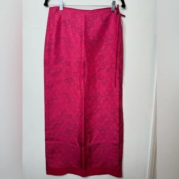 Express Lux Art-to-Wear 100% Silk Wrap Straight Skirt SIZE 9/10