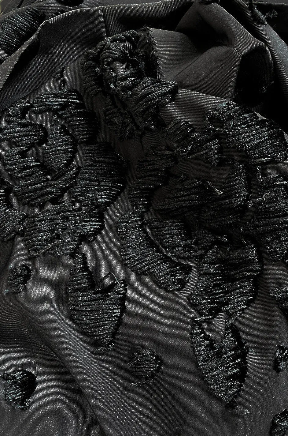 Fall 1974 Louis Mies Couture YSL Silk Taffeta Dress w Hand Embroidered Velvet Rose Detail