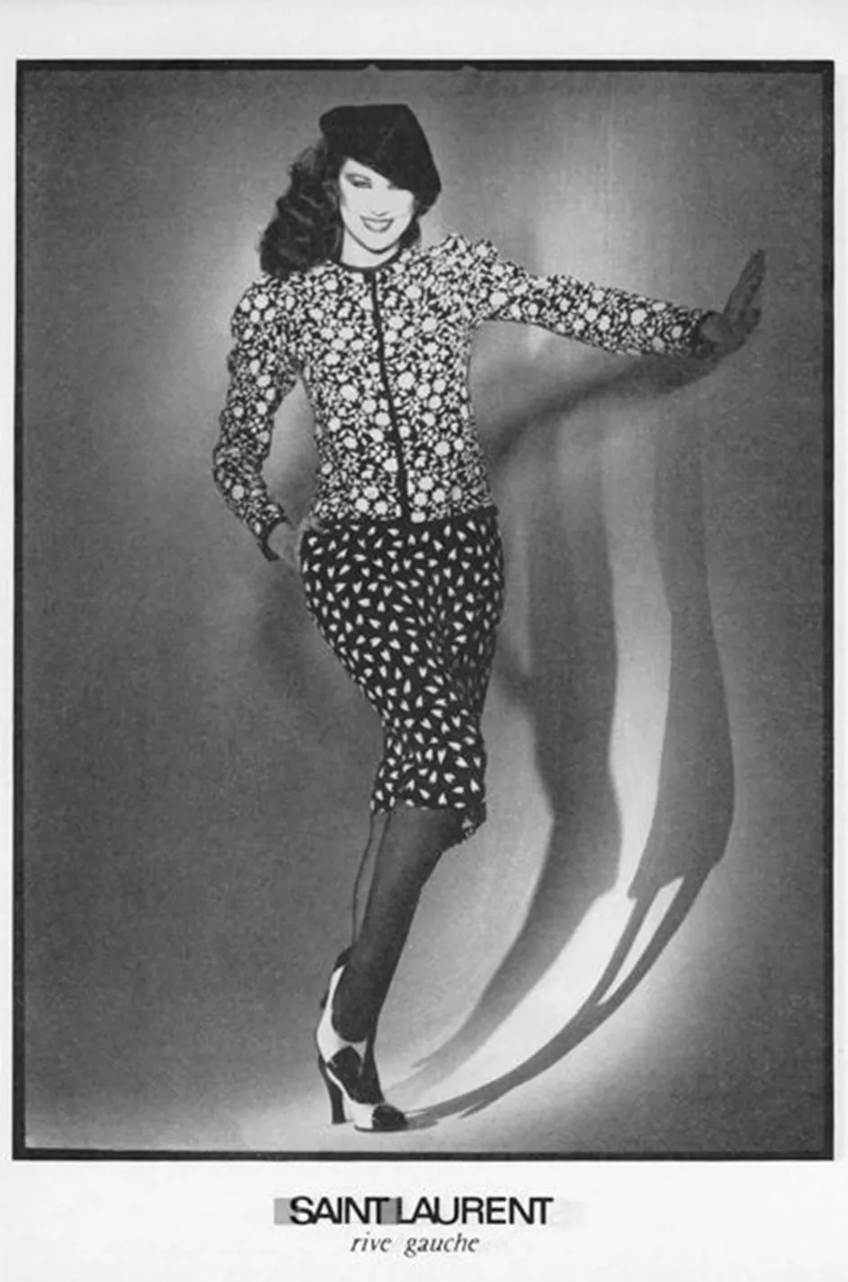 Fall 1982 Yves Saint Laurent Heart Print Black & White Suit Set