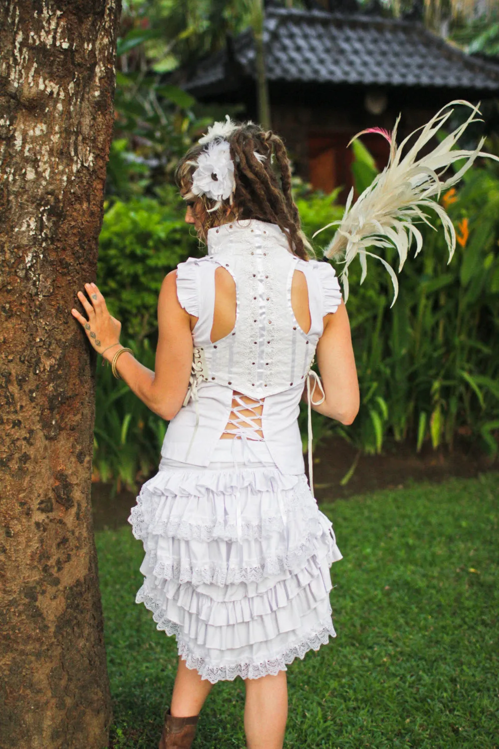 FANCYFRILLS - S - Steam Punk Burning Man Burlesque Ruffle Bussle Skirt