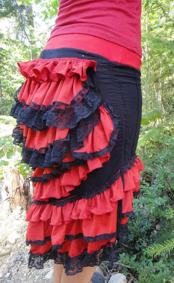FANCYFRILLS - S - Steam Punk Burning Man Burlesque Ruffle Bussle Skirt