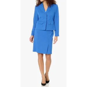 ❗️FINAL❗️ 🆕 Le Suit Cabana Blue Skirt Suit 12P 🔴