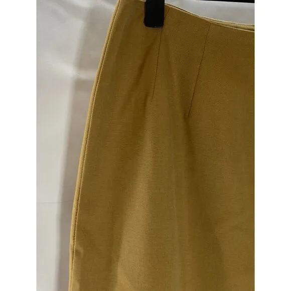 FINITY Women's Vintage Tan Wool Straight Back-Slit Midi Skirt SZ 6