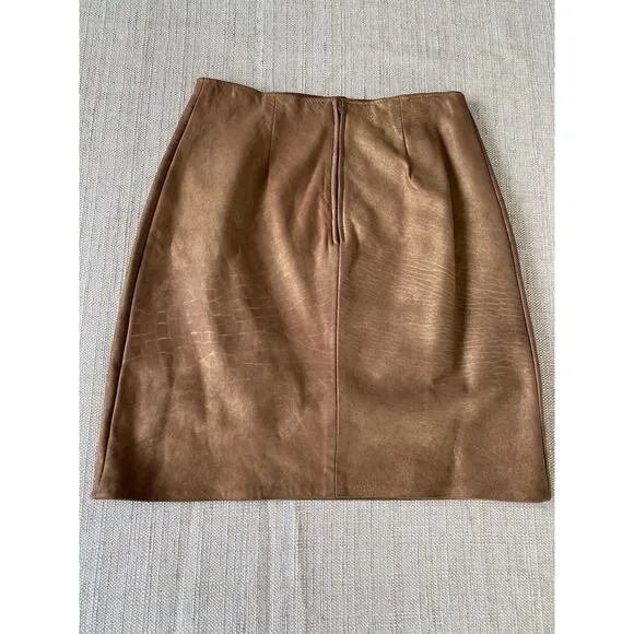 FIRENZE Santa Barbara Vintage Gold 100% Genuine leather skirt suit 6