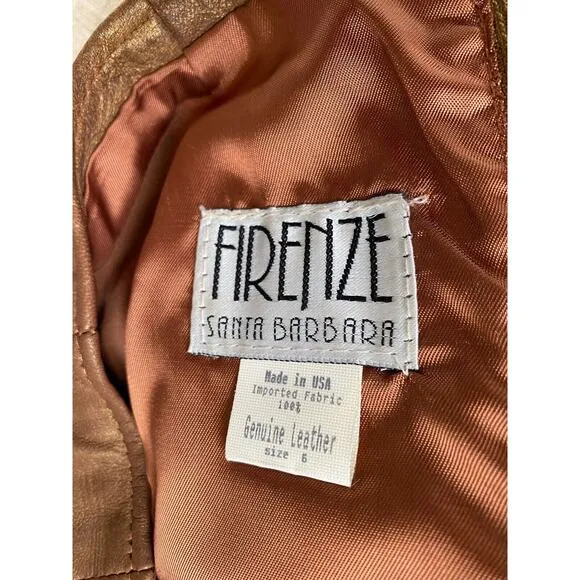 FIRENZE Santa Barbara Vintage Gold 100% Genuine leather skirt suit 6