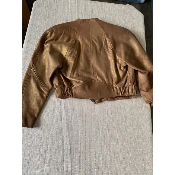 FIRENZE Santa Barbara Vintage Gold 100% Genuine leather skirt suit 6