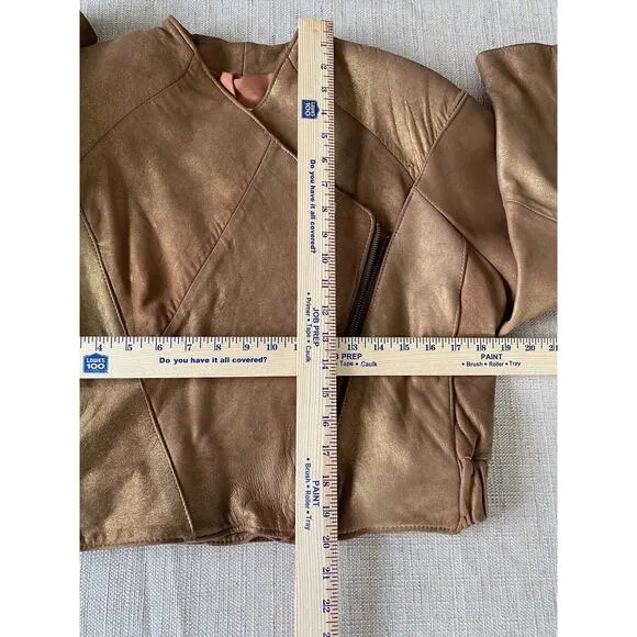 FIRENZE Santa Barbara Vintage Gold 100% Genuine leather skirt suit 6