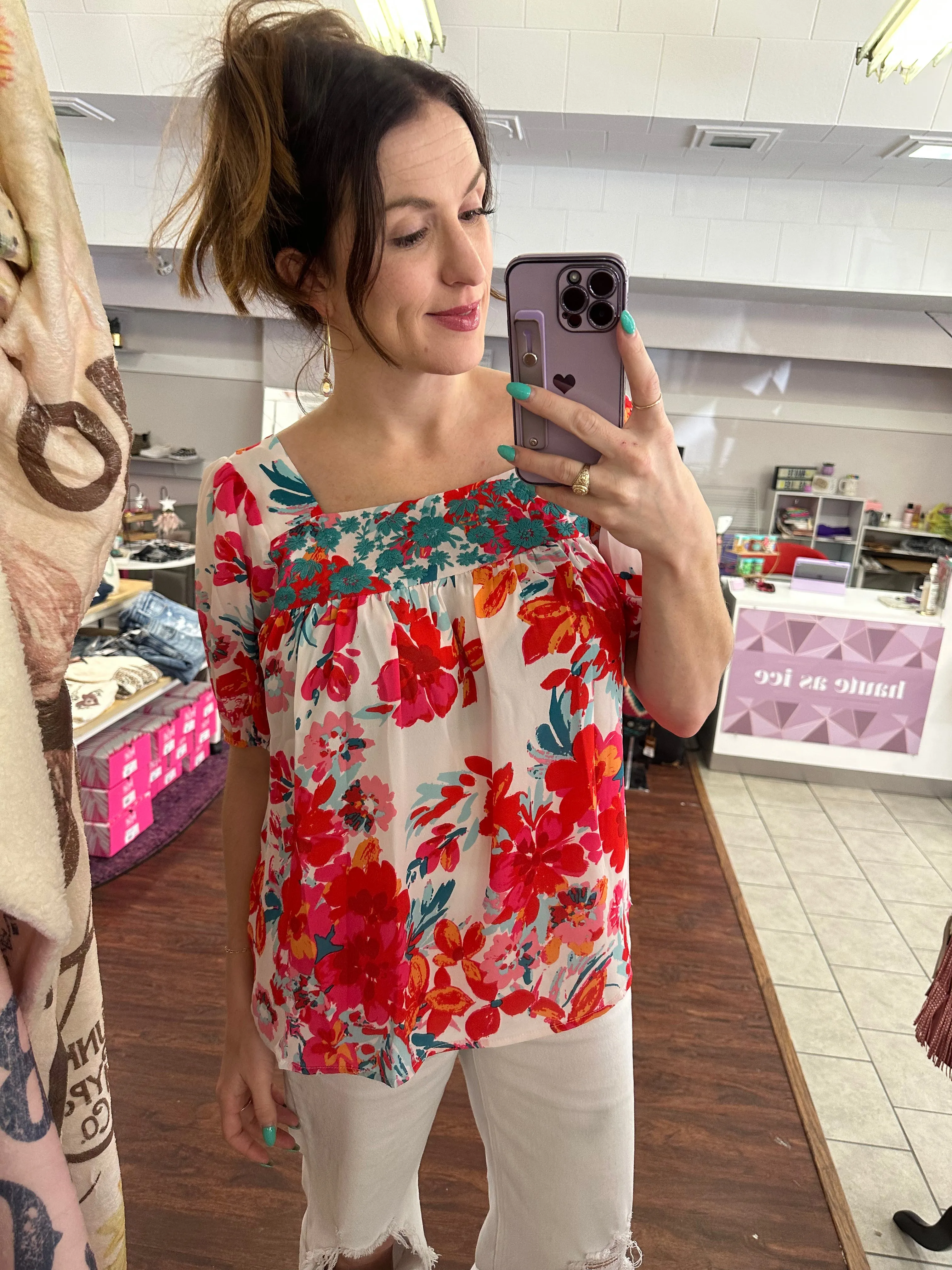 Floral Delight Top: White