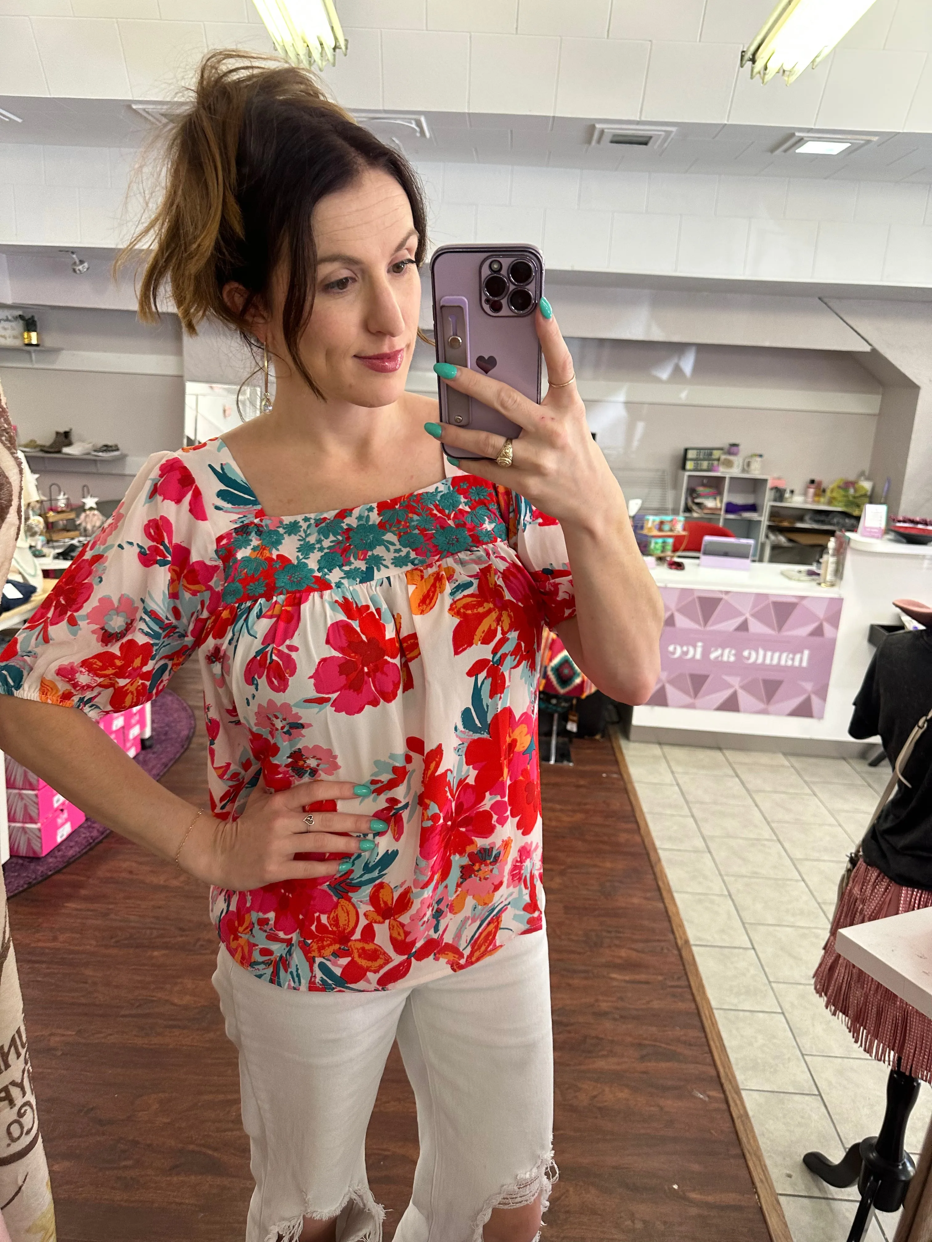 Floral Delight Top: White