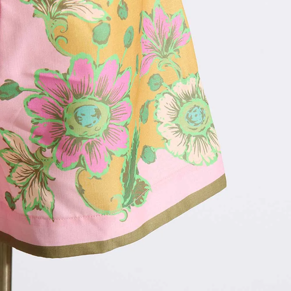 Floral Print Shirt & Short Set Two Pieces Suit