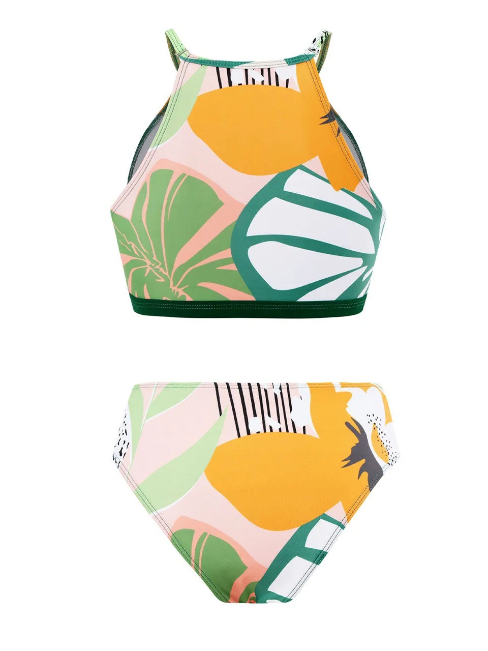 Floral Print Strap Two Pieces With Bathing Suit Wrap Skirt