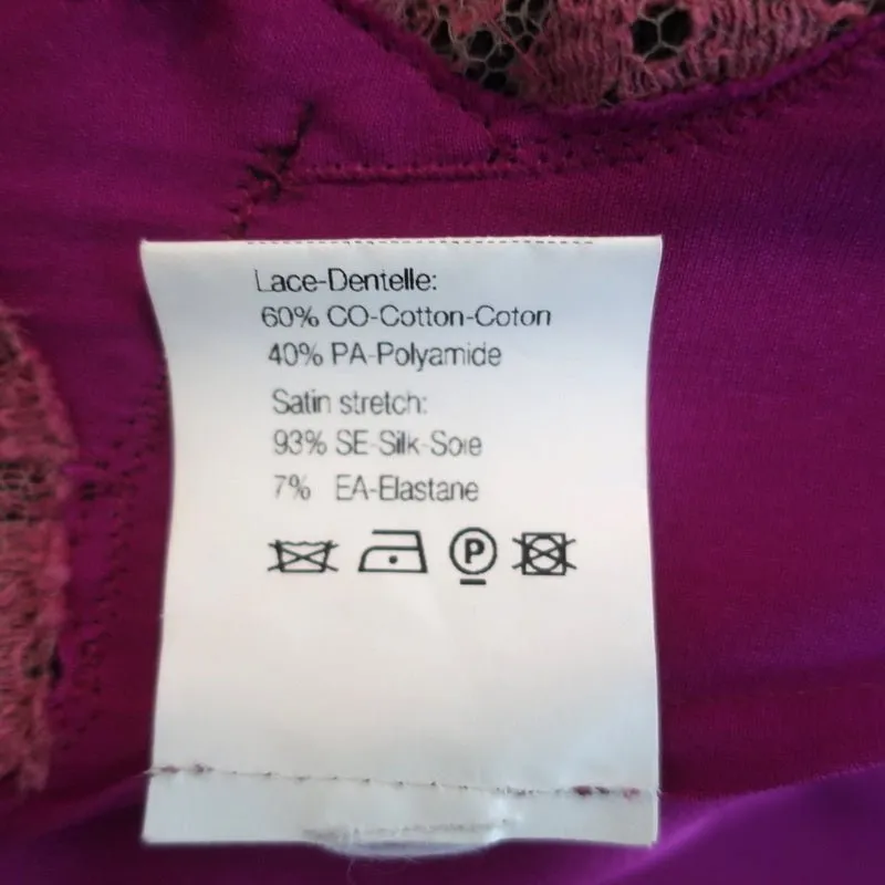 Foddis Gown Orchid Stretch Satin & Lace Size 40 Cap Sleeve Maxi Dress