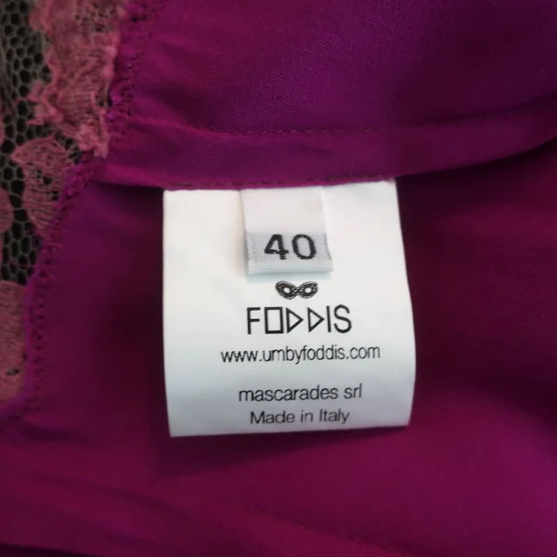 Foddis Gown Orchid Stretch Satin & Lace Size 40 Cap Sleeve Maxi Dress