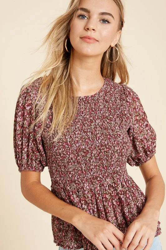 Follow Your Heart Mauve Floral Print Top - FINAL SALE