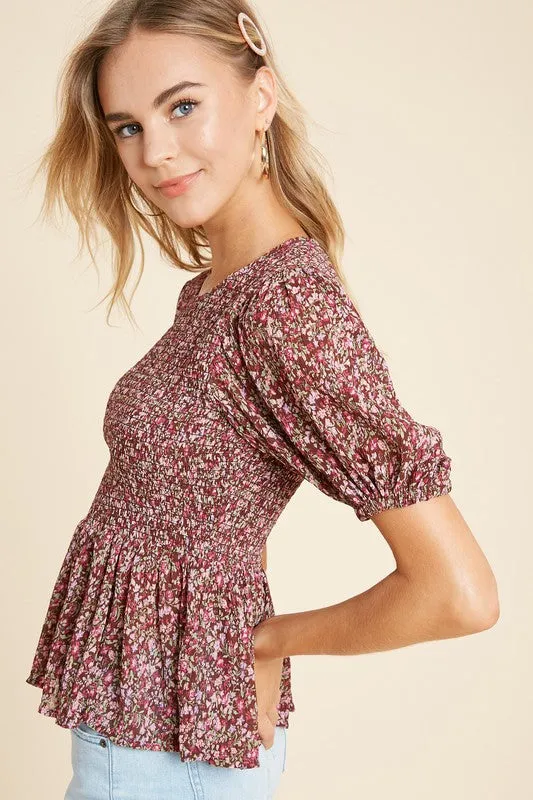 Follow Your Heart Mauve Floral Print Top - FINAL SALE