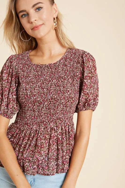 Follow Your Heart Mauve Floral Print Top - FINAL SALE