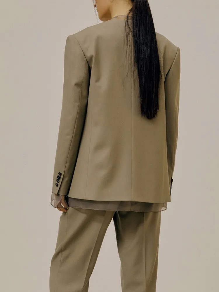 French Vintage V-Neck Suit Two-Piece