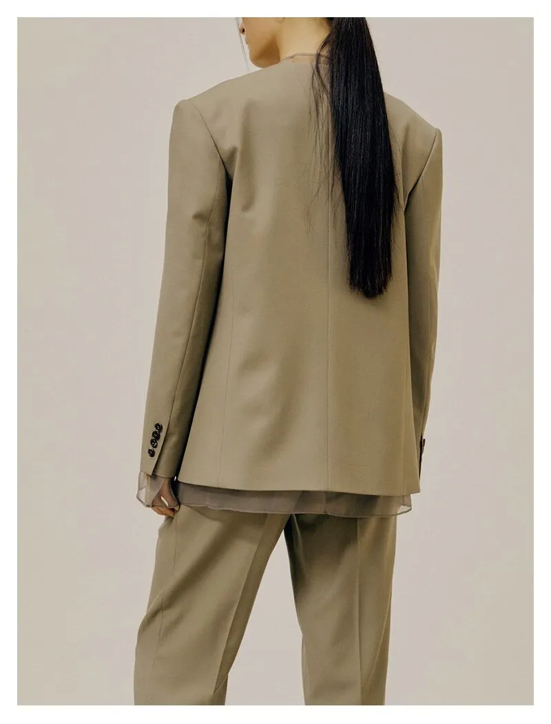 French Vintage V-Neck Suit Two-Piece