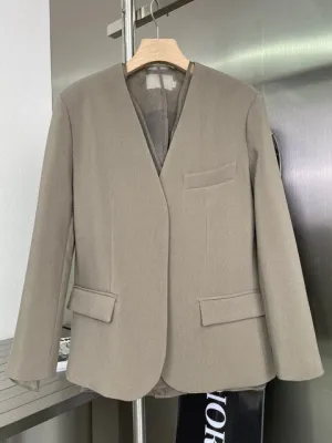 French Vintage V-Neck Suit Two-Piece