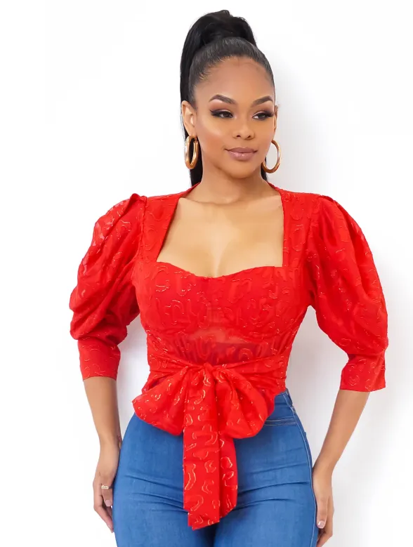 FRONT BOW TIE BLOUSE