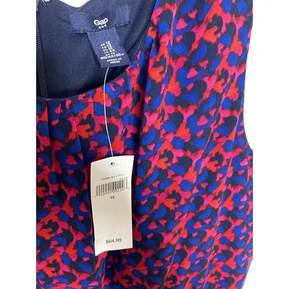 GAP WOMEN'S SLEEVELESS PRINT PLEAT DRESS SZ 12 NWT