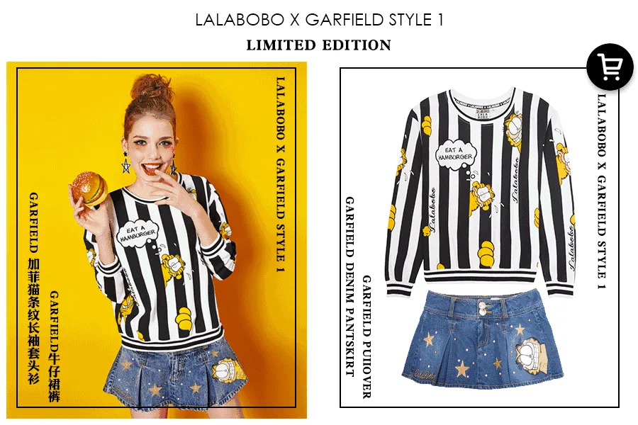 Garfield Lalabobo Denim Pants Skirt Skorts