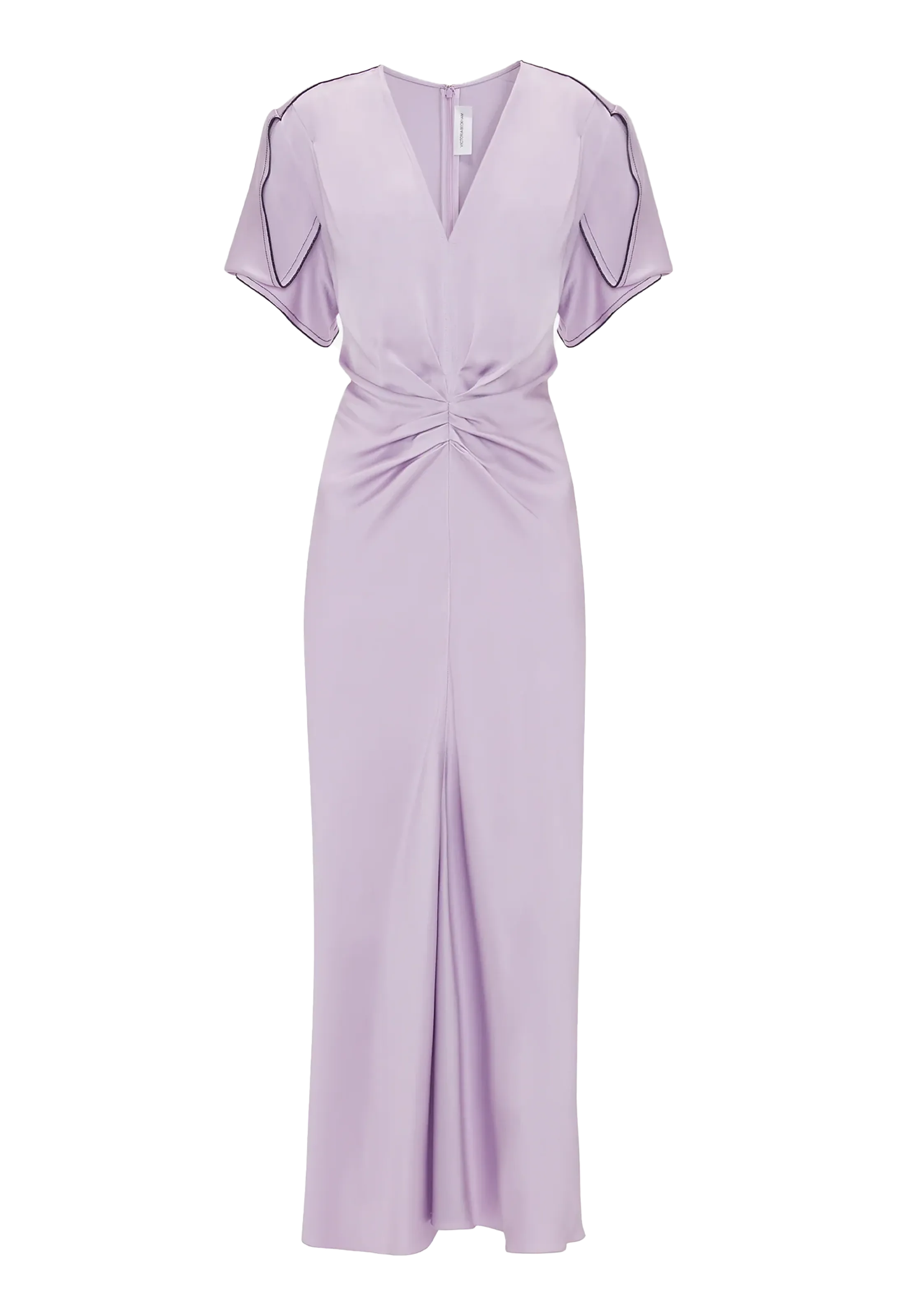 Gathered V-Neck Midi Dress