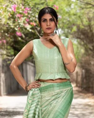 Geometric Printed Silk Peplum Blouse