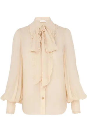 Georgette Bow Shirt | Macadamia