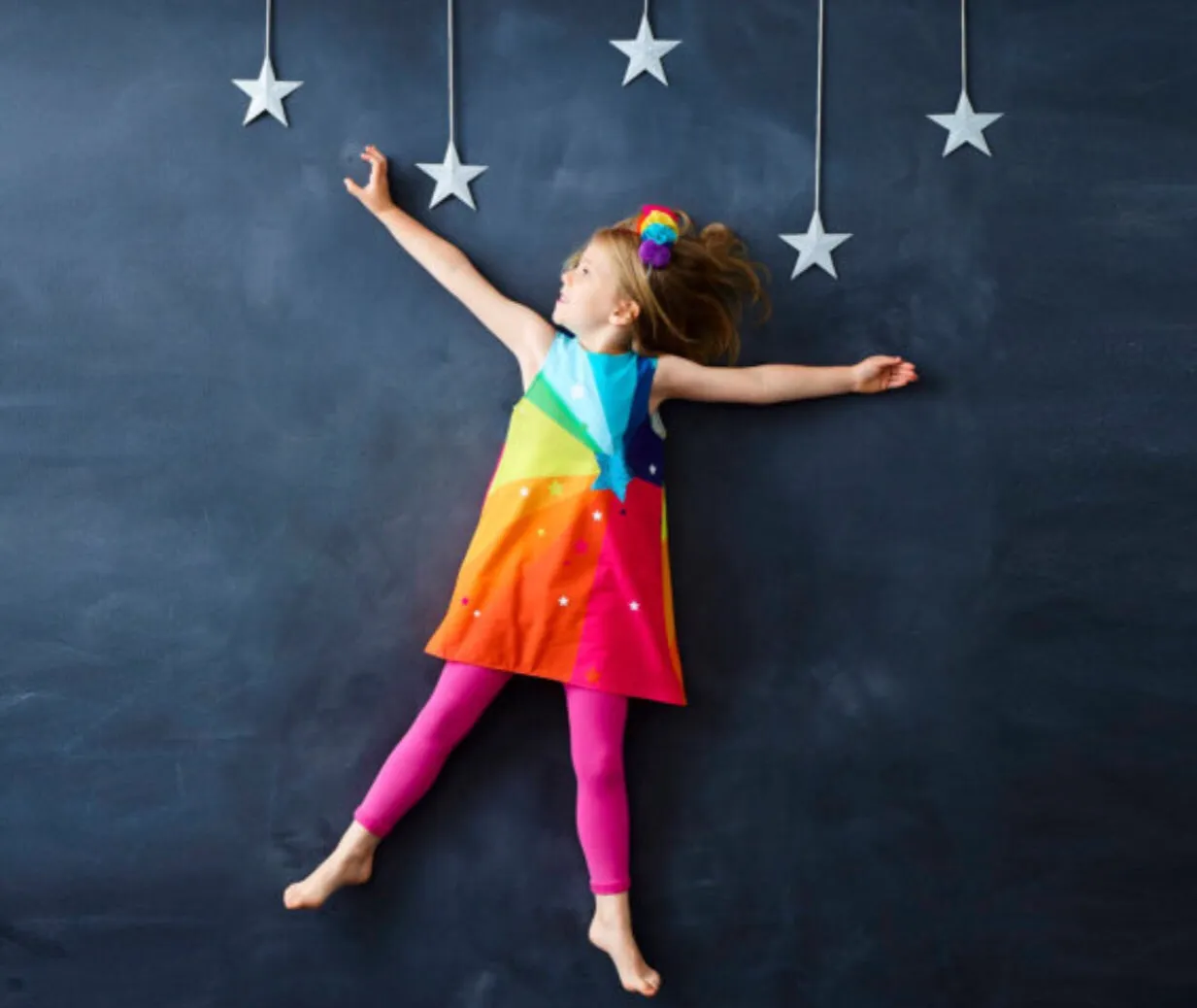 Girls rainbow starburst A- line dress