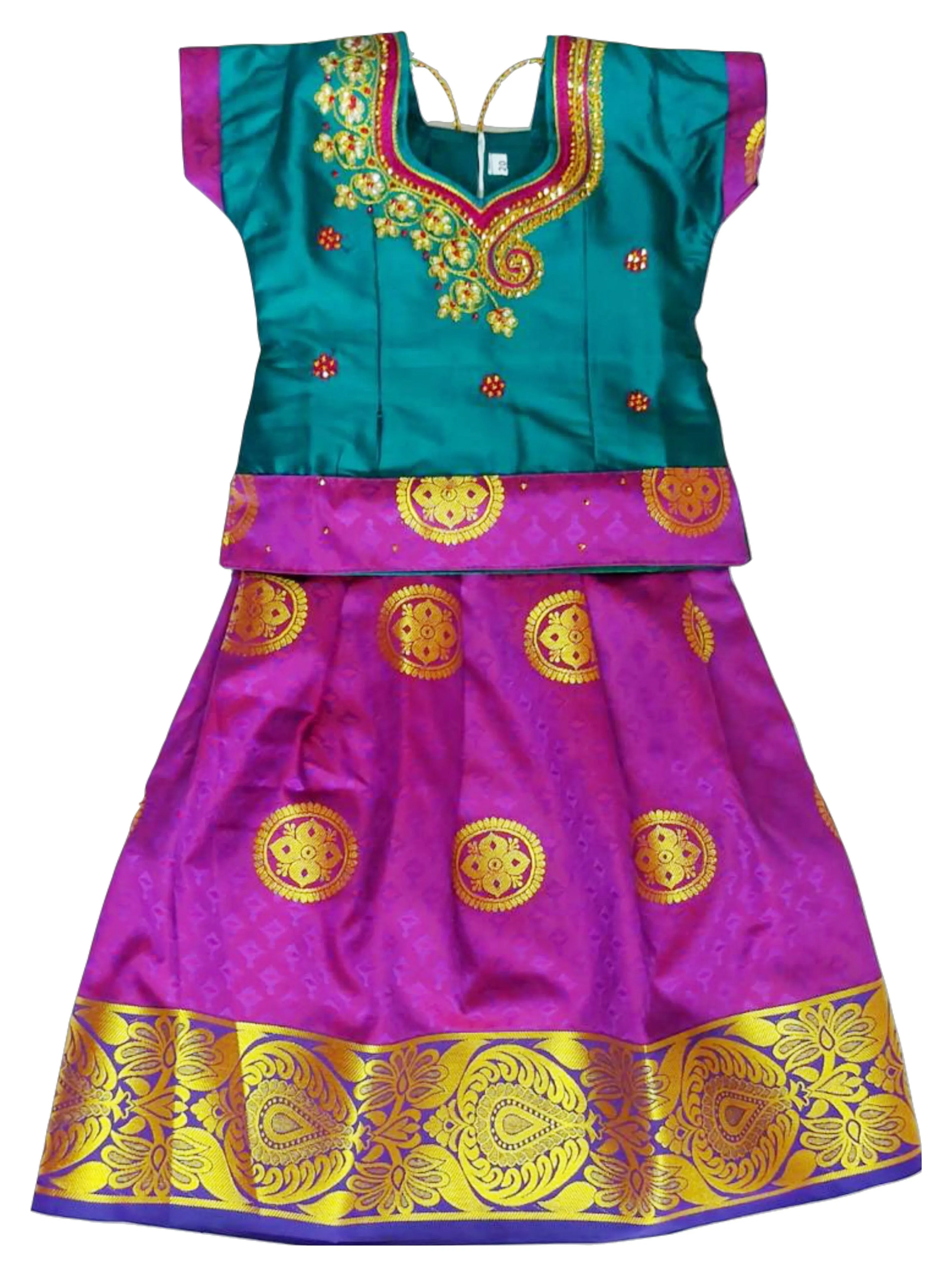 Girls - Semi Silk Frog & Top Set - Color - DarkGreen