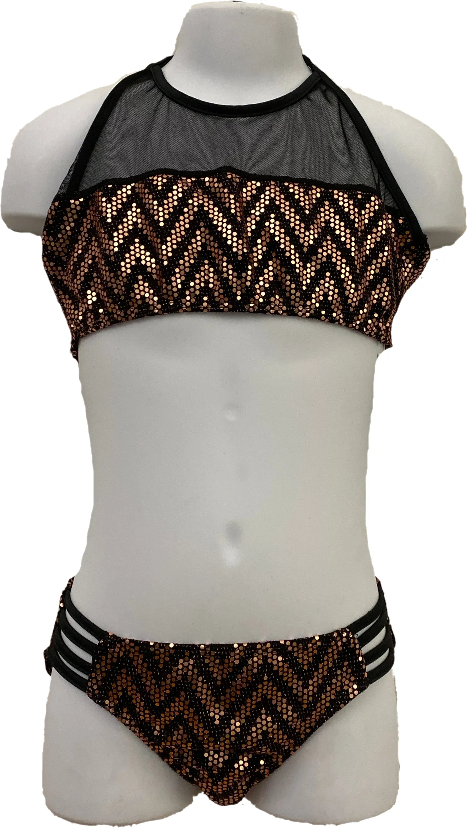 Girl's Sparkle Stripe Two Piece Bathing Suit