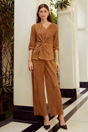 Gold Pleated Knot Co-Ord Set