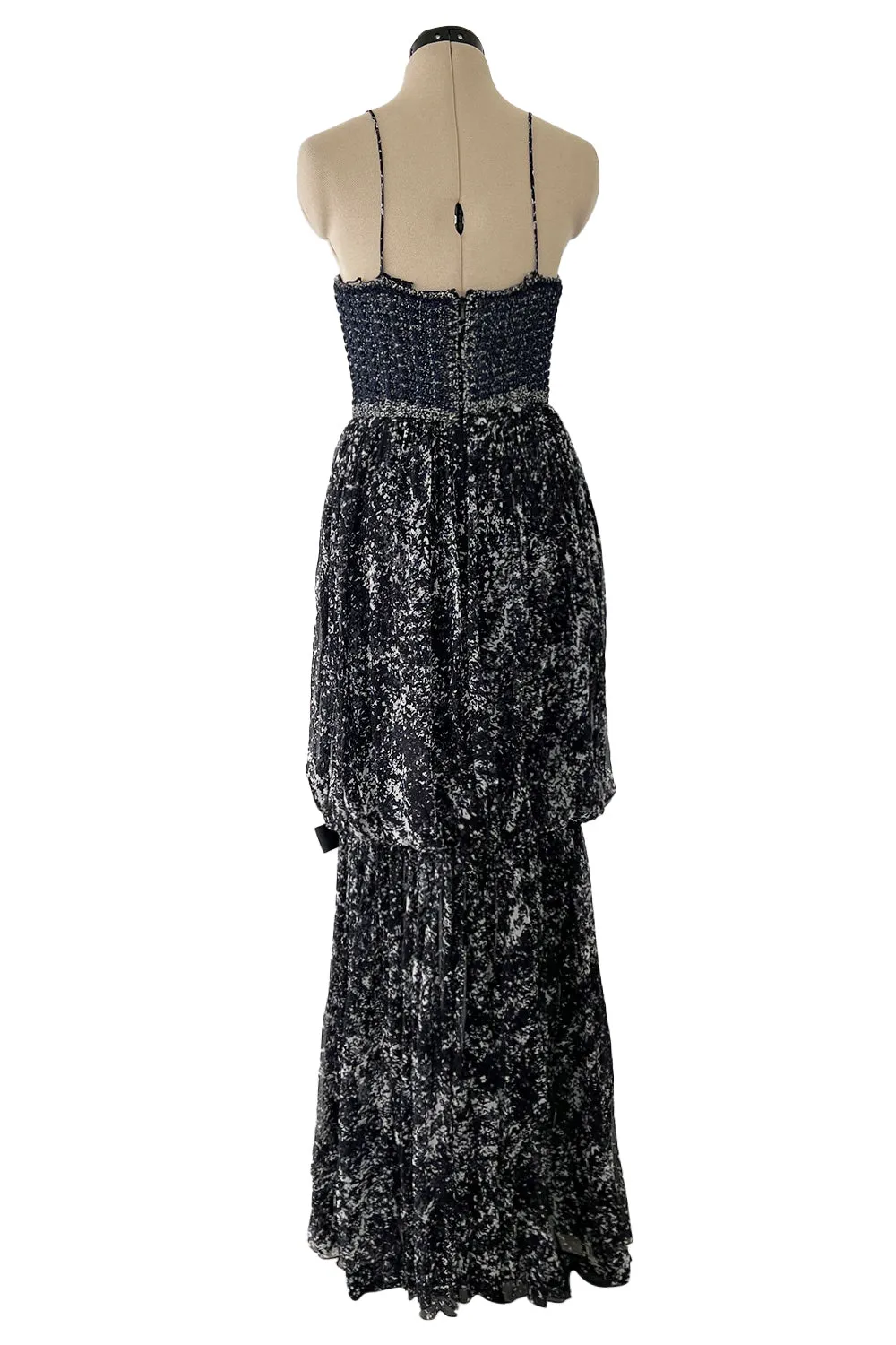 Gorgeous Spring 2012 Chanel by Karl Lagerfeld Hand Crochet Knit & Silk Chiffon Blue Dress w Scarf