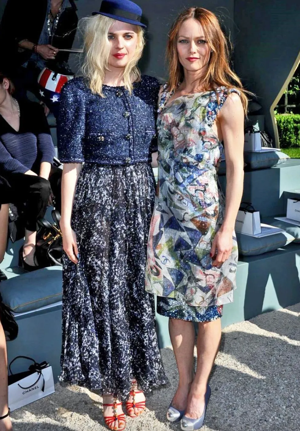 Gorgeous Spring 2012 Chanel by Karl Lagerfeld Hand Crochet Knit & Silk Chiffon Blue Dress w Scarf