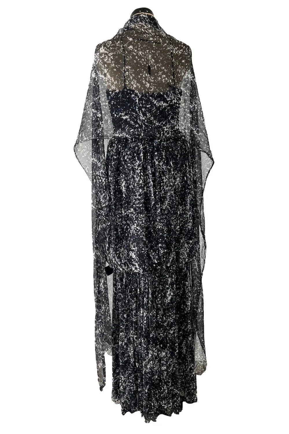 Gorgeous Spring 2012 Chanel by Karl Lagerfeld Hand Crochet Knit & Silk Chiffon Blue Dress w Scarf