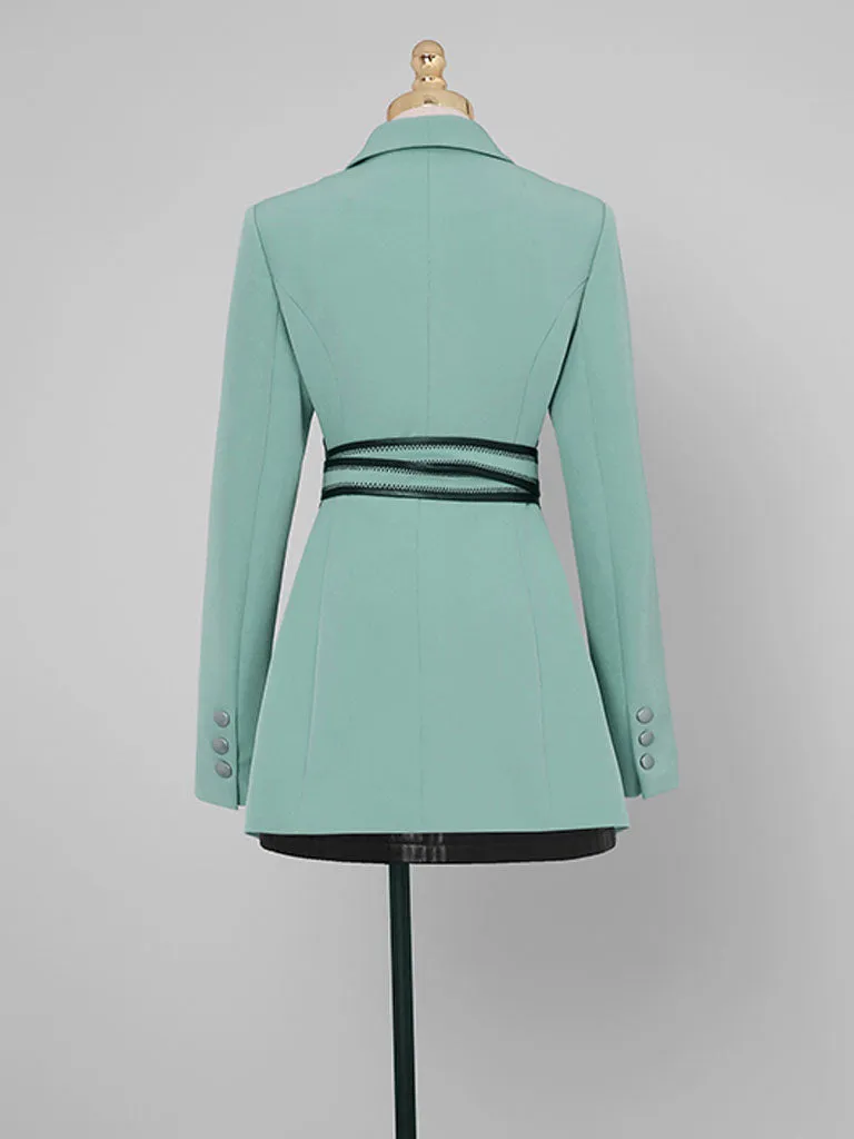 Green Long Sleeve 1950S Vintage Blazer Skirt Suit