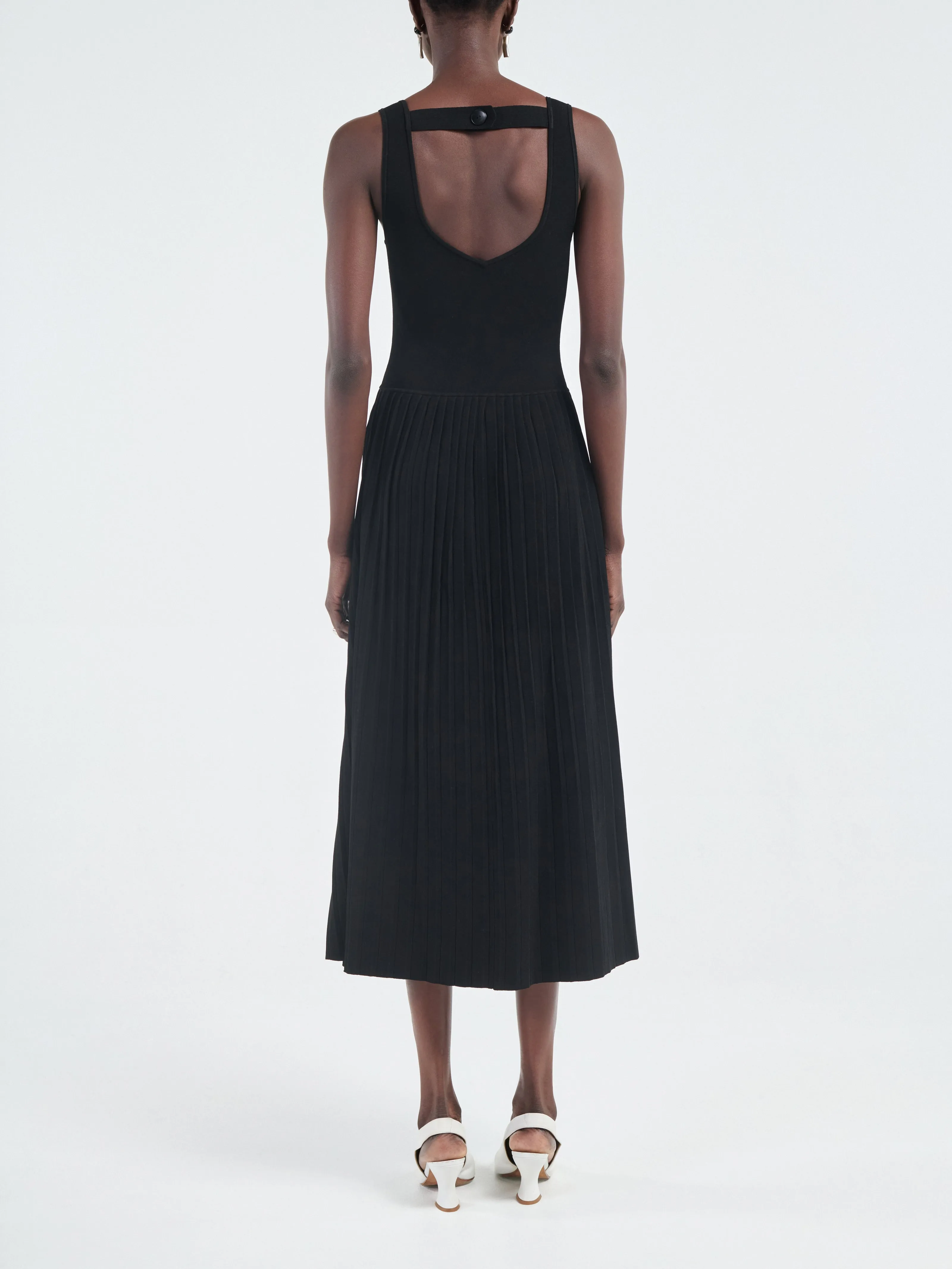 Halter Pleat Dress in Black